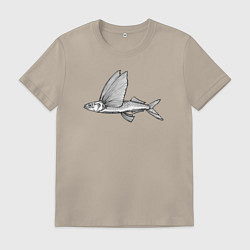 Футболка хлопковая мужская Летучая рыба, цвет: миндальный