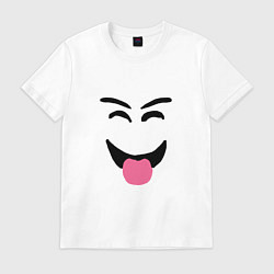 Футболка хлопковая мужская Роблокс смешное лицо, цвет: белый