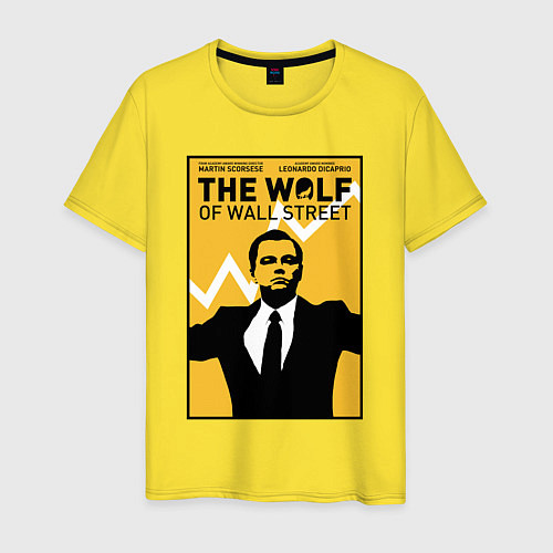 Мужская футболка Волк с волстрит - Ди Каприо / Желтый – фото 1