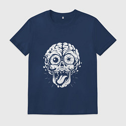 Футболка хлопковая мужская Череп с мозгами и глазами, цвет: тёмно-синий