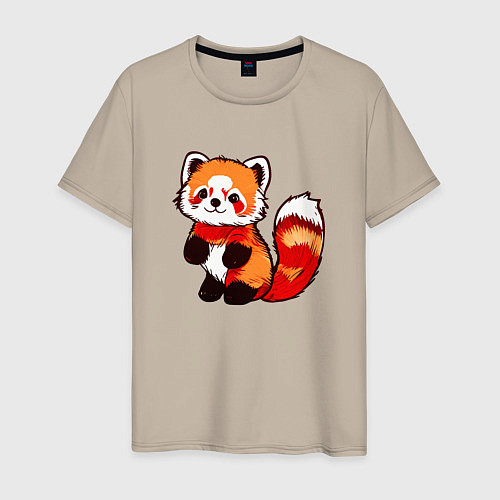 Мужская футболка Красная панда в полный рост / Миндальный – фото 1