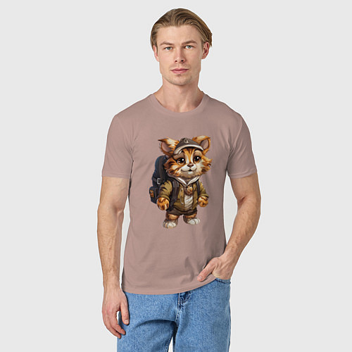 Мужская футболка Тигрёнок-турист / Пыльно-розовый – фото 3