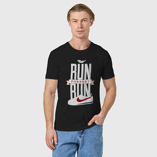 Мужская футболка Forrest Gump - run Forrest run / Черный – фото 3