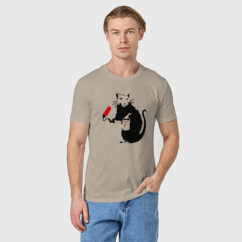 Мужская футболка Banksy rat / Миндальный – фото 3