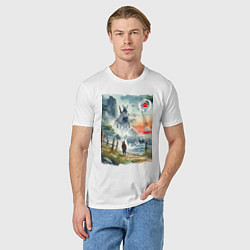 Футболка хлопковая мужская Ghost of Tsushima - watercolor, цвет: белый — фото 2