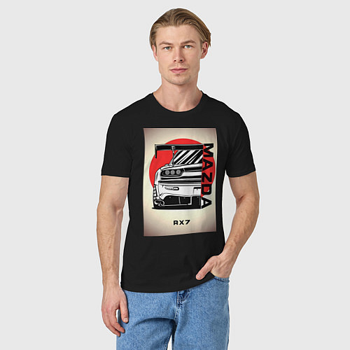 Мужская футболка Mazda rx-7 автомобиль гоночный jdm / Черный – фото 3