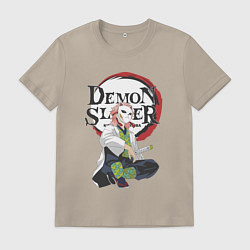 Футболка хлопковая мужская Клинок рассекающий демонов Сабито, цвет: миндальный