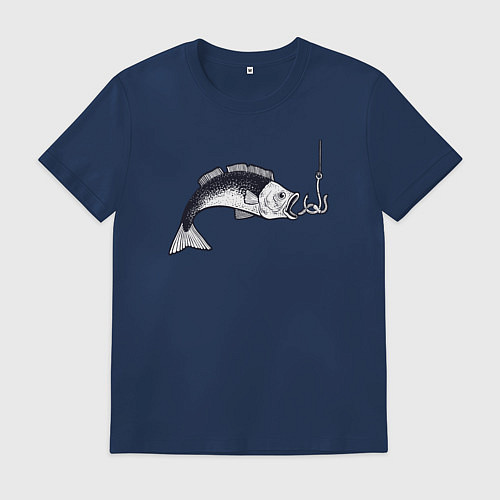 Мужская футболка Голодная рыбка / Тёмно-синий – фото 1