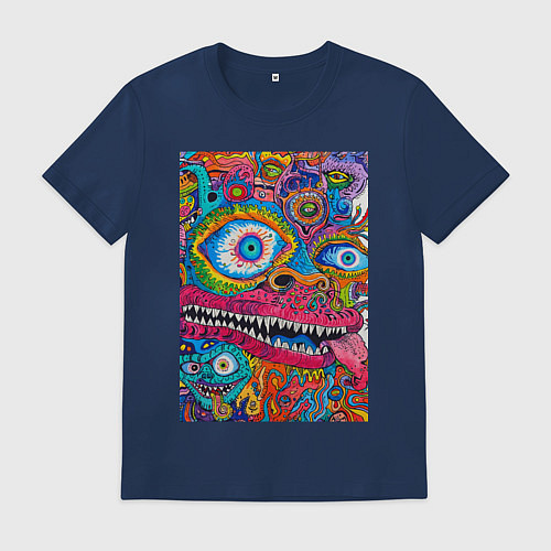 Мужская футболка Психоделический монстр / Тёмно-синий – фото 1