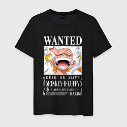 Футболка хлопковая мужская Monkey D Luffy - wanted, цвет: черный