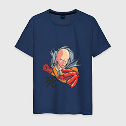 Футболка хлопковая мужская One-Punch Man главный герой, цвет: тёмно-синий