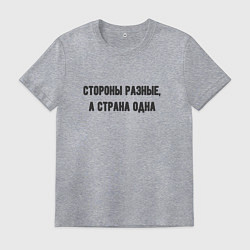 Футболка хлопковая мужская Стороны разные страна одна, цвет: меланж