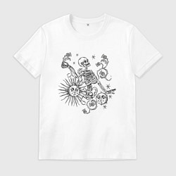 Футболка хлопковая мужская Thistle skeleton, цвет: белый