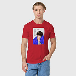 Футболка хлопковая мужская Мин юнги масло, цвет: красный — фото 2