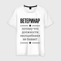 Футболка хлопковая мужская Ветеринар должность волшебник, цвет: белый