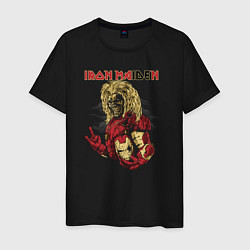 Футболка хлопковая мужская Iron Maiden rock band, цвет: черный