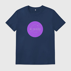 Футболка хлопковая мужская BTS Моя вселенная, цвет: тёмно-синий