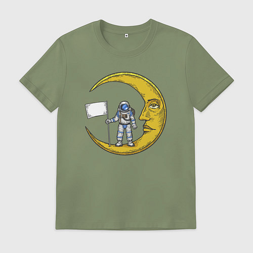 Мужская футболка Астронавт с флагом на Луне / Авокадо – фото 1