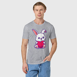 Футболка хлопковая мужская Heart rabbit, цвет: меланж — фото 2