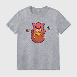 Футболка хлопковая мужская Медовый мишутка, цвет: меланж