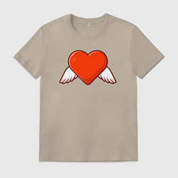 Футболка хлопковая мужская Крылатое сердце, цвет: миндальный