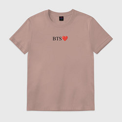 Футболка хлопковая мужская BTS Сердечко, цвет: пыльно-розовый