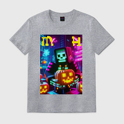 Футболка хлопковая мужская Minecraft and halloween collaboration - ai art, цвет: меланж