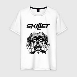 Футболка хлопковая мужская Skillet - rock dog, цвет: белый