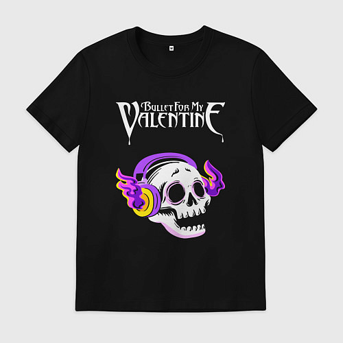 Мужская футболка Bullet For My Valentine - неоновый череп / Черный – фото 1