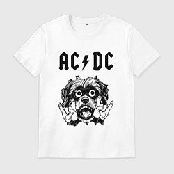 Футболка хлопковая мужская AC DC - rock dog, цвет: белый