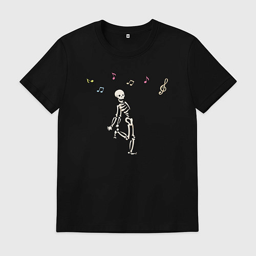 Мужская футболка Танцующий скелетик / Черный – фото 1