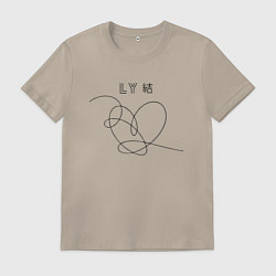 Футболка хлопковая мужская BTS Love, цвет: миндальный
