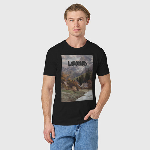 Мужская футболка Leonid деревушка / Черный – фото 3