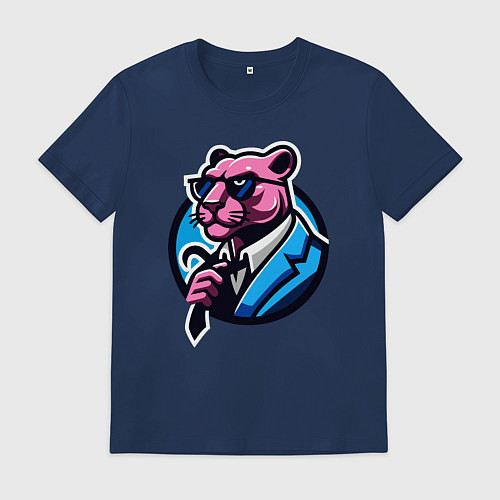 Мужская футболка Брутально розовая пантера / Тёмно-синий – фото 1