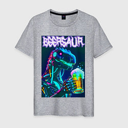 Футболка хлопковая мужская Neon cyber beersaur - neon glow fantasy, цвет: меланж