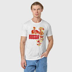 Футболка хлопковая мужская Russia, цвет: белый — фото 2