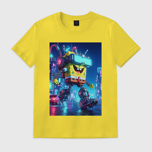 Мужская футболка Cyber Sponge Bob - neon glow fantasy / Желтый – фото 1
