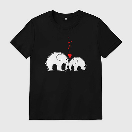 Мужская футболка Влюблённые слоники / Черный – фото 1