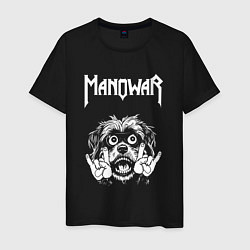 Футболка хлопковая мужская Manowar rock dog, цвет: черный