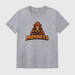 Футболка хлопковая мужская Грозные обезьяны, цвет: меланж