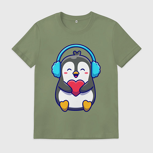 Мужская футболка Милый пингвин с сердечком / Авокадо – фото 1