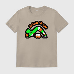 Футболка хлопковая мужская Ирландская йога, цвет: миндальный