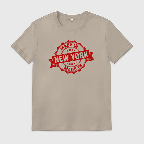 Мужская футболка Нью-Йорк красная печать / Миндальный – фото 1