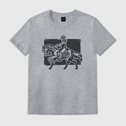 Футболка хлопковая мужская Ковбой на коне, цвет: меланж