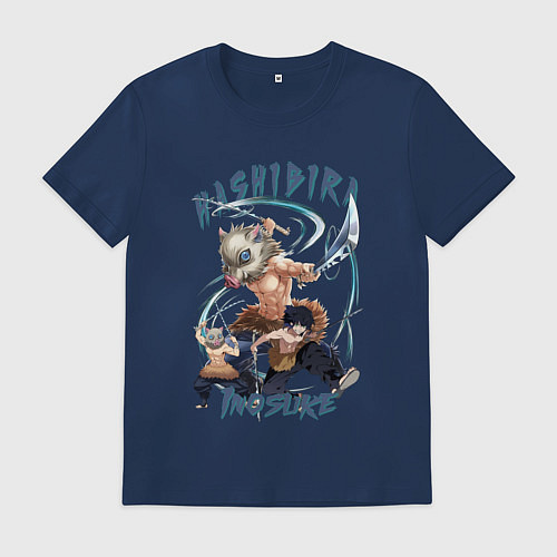 Мужская футболка Клинок рассекающий демонов Hashibira Inosuke / Тёмно-синий – фото 1