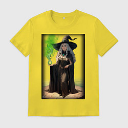 Футболка хлопковая мужская Ведьма, цвет: желтый