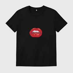 Футболка хлопковая мужская Томные губки, цвет: черный