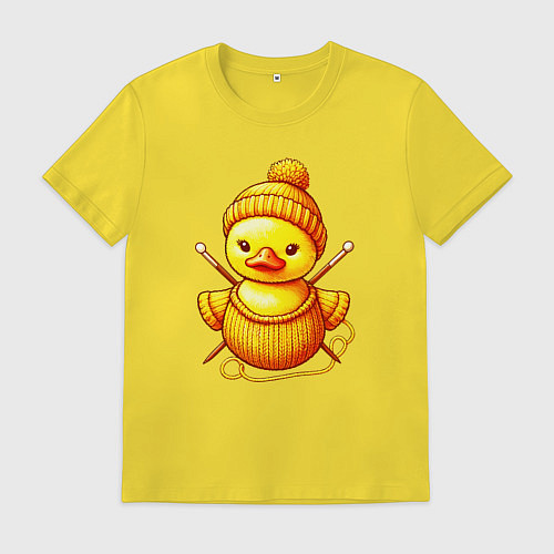 Мужская футболка Нейросеть - вязаный утёнок / Желтый – фото 1