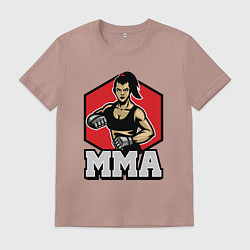Футболка хлопковая мужская MMA girl, цвет: пыльно-розовый