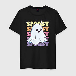 Футболка хлопковая мужская Cute little spooky ghost, цвет: черный